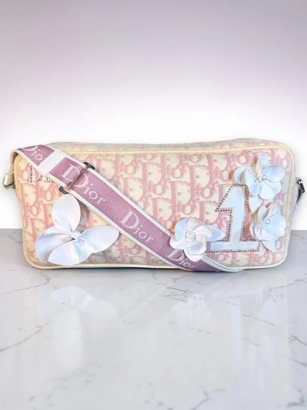 Christian Dior Vintage Y2K Girly No. 1 Trotter Monogram Flower Bag with COA